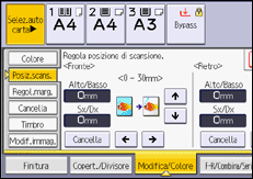 Illustrazione della schermata sul pannello di controllo