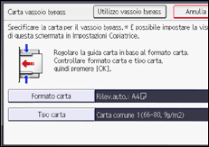 Illustrazione della schermata sul pannello di controllo