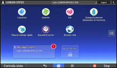 Illustrazione della schermata sul pannello di controllo
