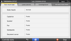 Illustrazione della schermata sul pannello di controllo