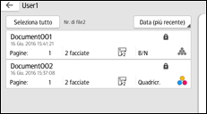 Illustrazione della schermata sul pannello di controllo