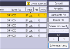 Illustrazione della schermata sul pannello di controllo