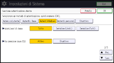 Illustrazione della schermata sul pannello di controllo