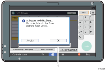Illustrazione numerata schermata pannello di controllo
