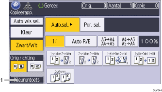 Genummerde afbeelding van het scherm van het bedieningspaneel