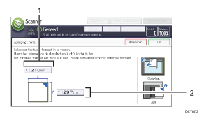 Genummerde afbeelding van het scherm van het bedieningspaneel