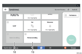 Illustrasjon av betjeningspanelet med nummererte bildetekster