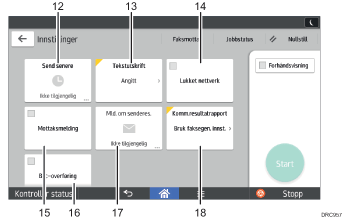 Illustrasjon av betjeningspanelet med nummererte bildetekster