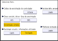Ilustração do ecrã do painel de operação