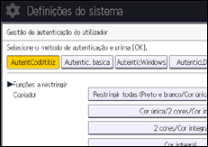 Ilustração do ecrã do painel de operação