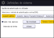 Ilustração do ecrã do painel de operação