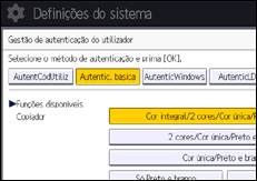 Ilustração do ecrã do painel de operação