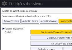 Ilustração do ecrã do painel de operação