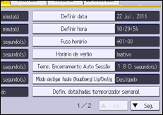 Ilustração do ecrã do painel de operação
