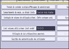 Ilustração do ecrã do painel de operação