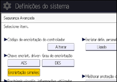 Ilustração do ecrã do painel de operação