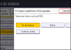 Ilustração do ecrã do painel de operação