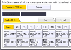 Ilustração do ecrã do painel de operação