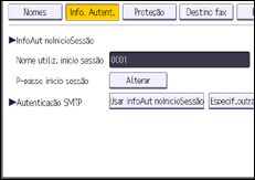 Ilustração do ecrã do painel de operação