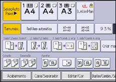 Ilustração do ecrã do painel de operação