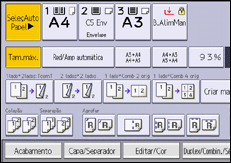 Ilustração do ecrã do painel de operação