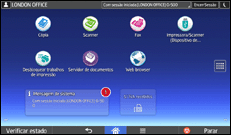 Ilustração do ecrã do painel de operação