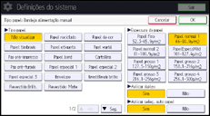 Ilustração do ecrã do painel de operação