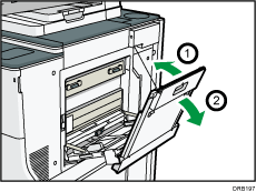 Ilustração da bandeja de alimentação de papel para faixa