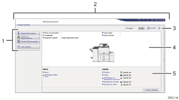 Ilustração com numeração do ecrã do Web browser