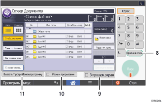 Иллюстрация экрана панели управления с пронумерованными сносками