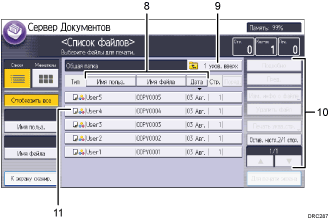 Иллюстрация экрана панели управления с пронумерованными сносками