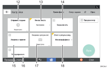 Иллюстрация экрана панели управления с пронумерованными сносками