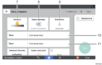 Иллюстрация экрана панели управления с пронумерованными сносками
