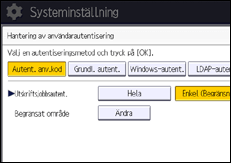 Bild av användarpanelens skärm
