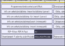 Bild av användarpanelens skärm