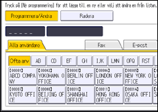 Bild av användarpanelens skärm