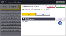 Bild av användarpanelens skärm