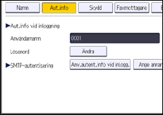 Bild av användarpanelens skärm