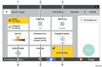 Bild av användarpanelen (numrerade detaljer)