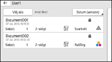 Bild av användarpanelens skärm