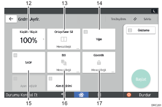 İşlem paneli ekran gösterimi numaralandırılmış balonlu resim
