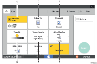 İşlem paneli ekran gösterimi numaralandırılmış balonlu resim