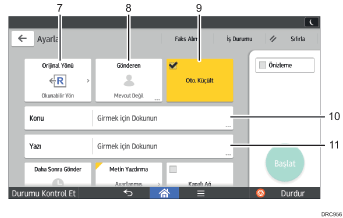 İşlem paneli ekran gösterimi numaralandırılmış balonlu resim