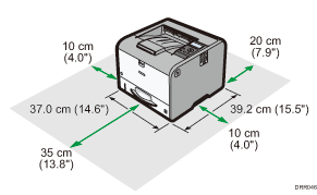 Illustration des Platzbedarfs für die Installation