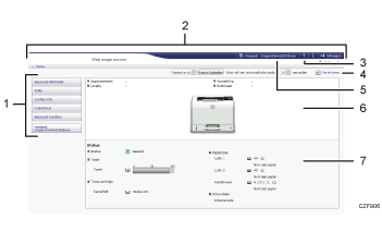 Schermafbeelding van internetbrowser (afbeelding met genummerde items)