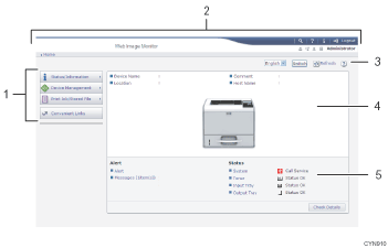 Web browser screen illustration numbered callout illustration