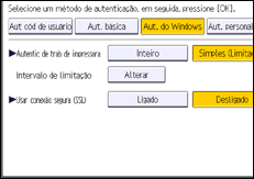 Ilustração da tela do painel de operação