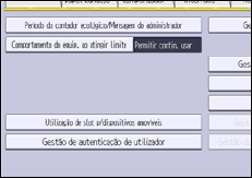 Ilustração da tela do painel de operação