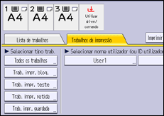 Ilustração da tela do painel de operação