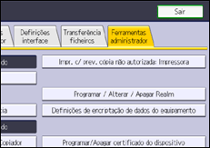 Ilustração da tela do painel de operação